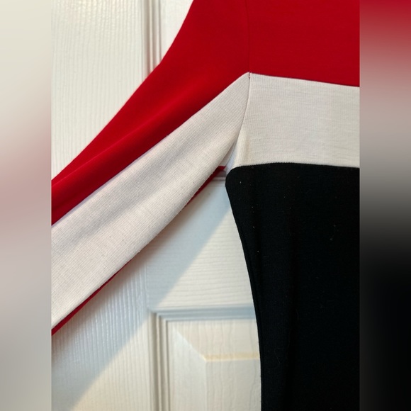 Zara Color Block Midi Dress Round Neck 3/4 Sleeves - Picture 3 of 4